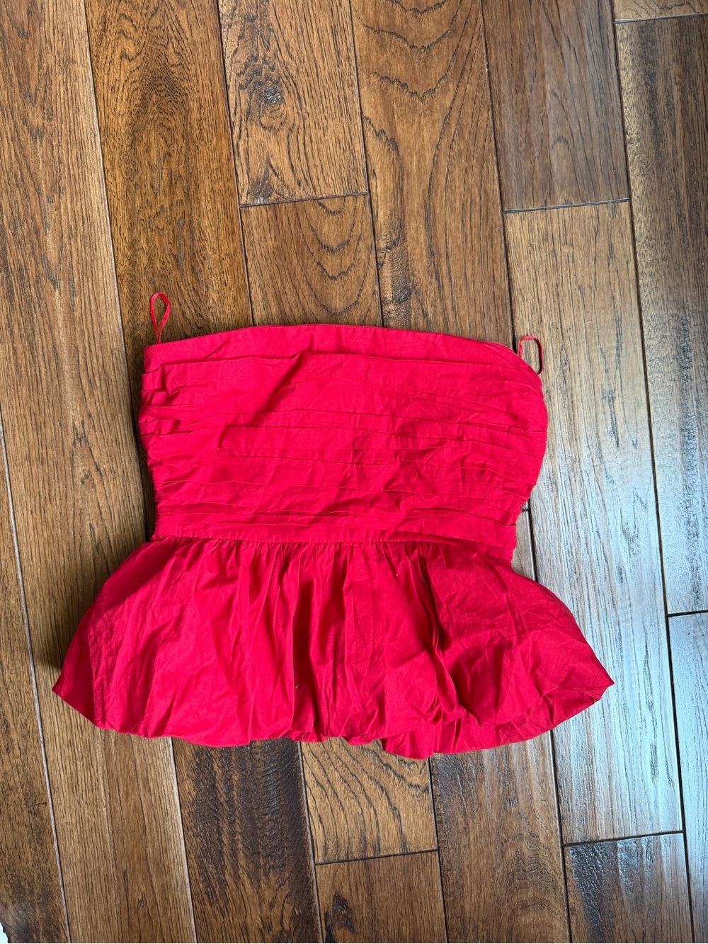 Japna Red Smocked Strapless Dress